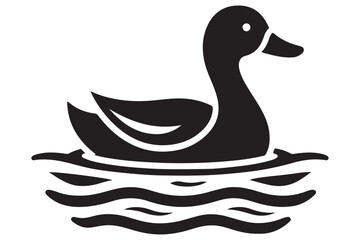 Silhouette Duck Floating On Water Pond Vector Design For Nature