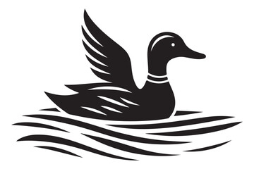 Elegant silhouette of a duck swimming gracefully in calm waters illustration