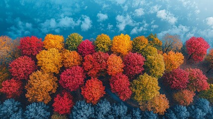Autumn Forest Top-Down View, Cloudscape