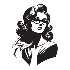 Retro Businesswoman Silhouette Vector Illustration Glamorous Vintage Style Design