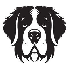 Majestic Saint Bernard Dog Head Vector Silhouette Artwork Design