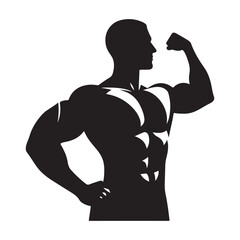 Fototapeta premium Muscular Bodybuilder Silhouette Vector Artwork Illustration for Fitness Designs