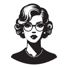Elegant woman with glasses vector art silhouette design for fashion