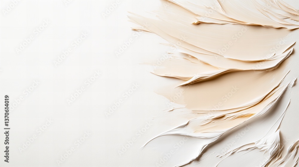 Poster abstract brushstrokes create layered texture with neutral shades on a smooth white canvas surface!