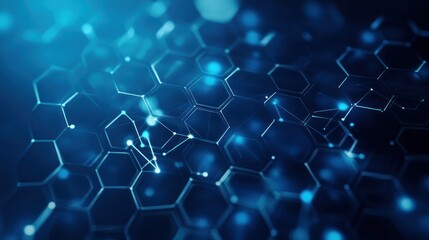 Obraz premium Abstract blue hexagon network, data, technology, futuristic, connection.