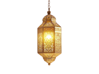 illustration of a gold vintage lantern on the transparent background