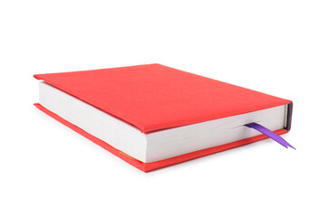 Book with ribbon bookmark isolated on white