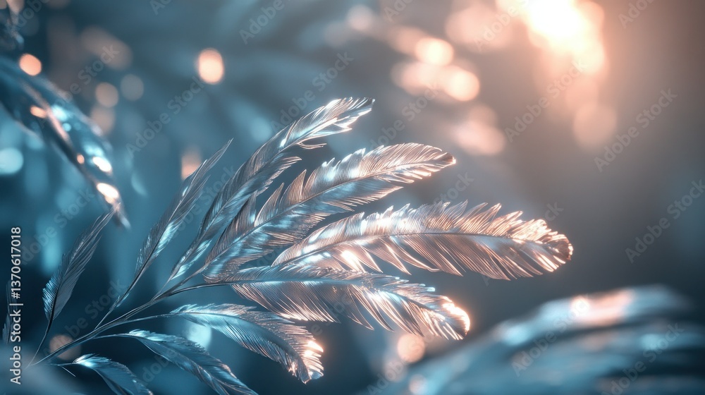 Poster close up view of some abstract silvery feathers design