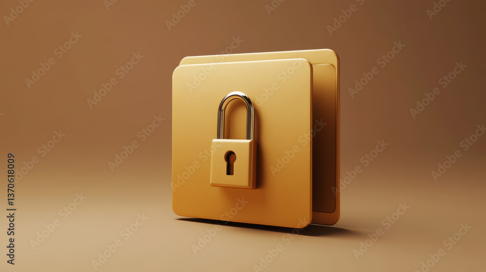Aufkleber 3d document folder with padlock isolated. render folder and pad lock. concept of business security, 