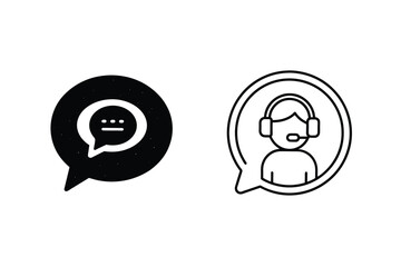Communication Icons Support, Chat, Message, Help, Service, Customer, Agent, Assistance, Bubble, Dial