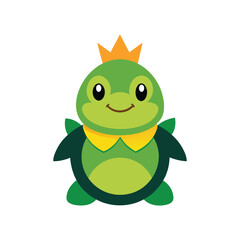 Cute King Turtle Mascot Character Adorable Vector Art Design