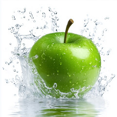 apple splashing into water isolated on white background generative ai