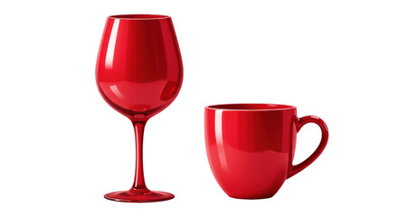 Isolated Red Wine Glass and Mug