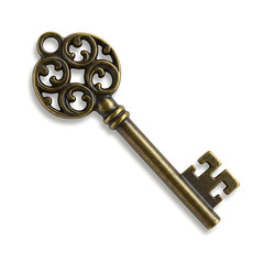 Antique Bronze Skeleton Key Ornate Design, Vintage Style, Decorative Key