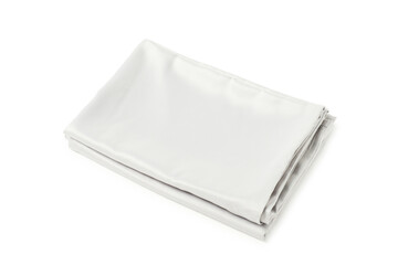 Clean silky bed linens on white background