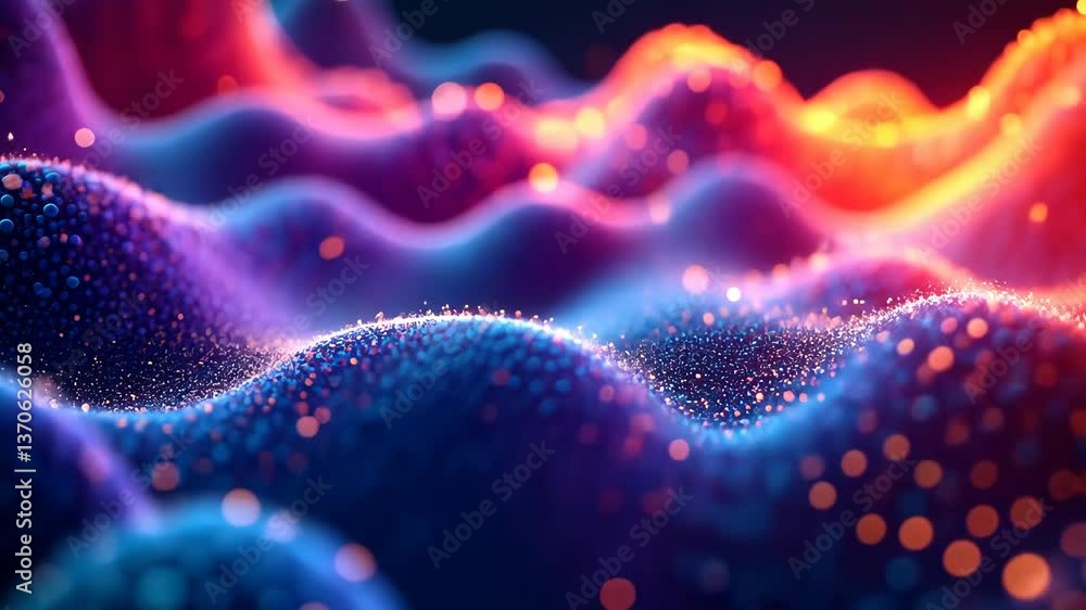 Aufkleber Abstract Vibrant Particles Flowing in Seamless Loop A Colorful Motion Background