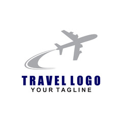 Travel Logo Design Template. Vector Icon of Travel by Airplane.