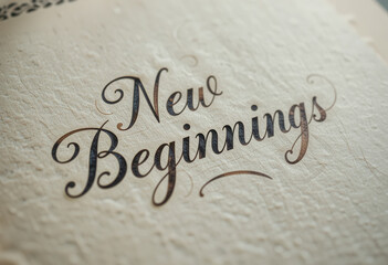 New Beginnings lettering, vintage style