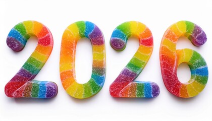 A close up of a candy number 2026 made out of candy
