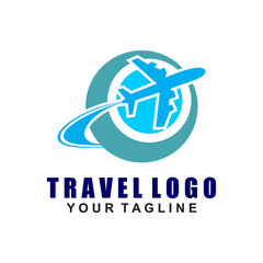 Travel Logo Design Template. Vector Icon of Travel by Airplane.