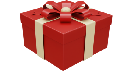 Isolated Red Gift Box with Ribbon