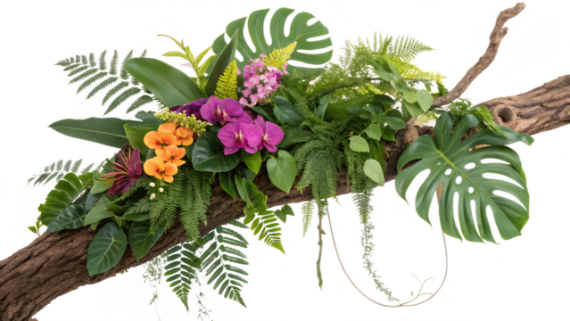 real tropical vibes plant bush floral arrangement. png background