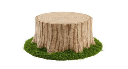 Isolated Tree Stump with Moss