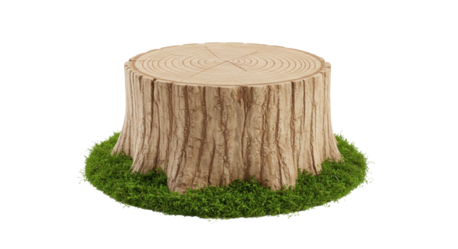 Isolated Tree Stump with Moss