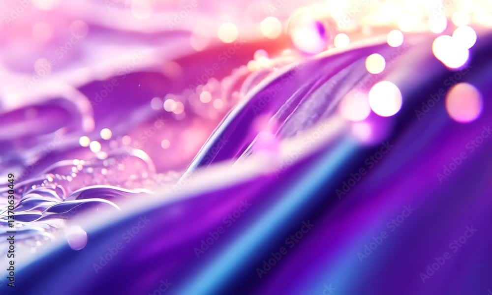 Poster abstract liquid flow with bokeh lights and vibrant gradient colors in a dynamic composition