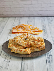 yogurt fruit bars made with papaya, mango, and sliced almonds