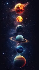 Fototapeta premium eight planets orbiting the beautiful solar system