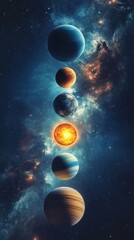 eight planets orbiting the beautiful solar system