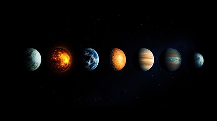 eight planets orbiting the beautiful solar system