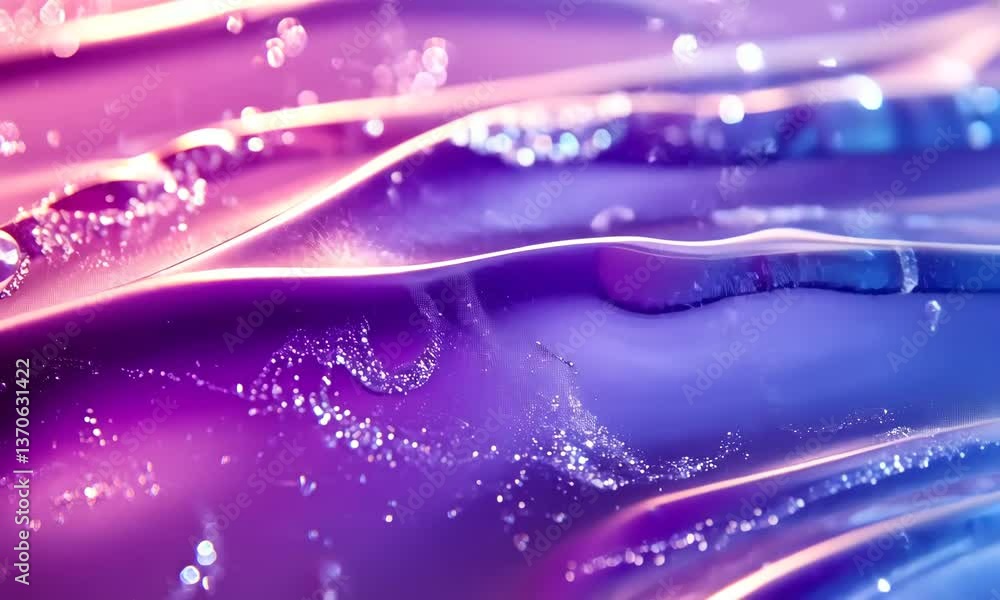 Poster abstract flowing background with iridescent colors and sparkling details, creating an ethereal, calm