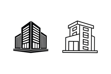Fototapeta premium Modern Minimalist Building Icons Architecture, Design, Real Estate, Property