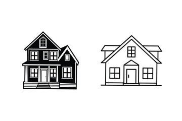 Two House Icon Designs Simple Home, Victorian Style