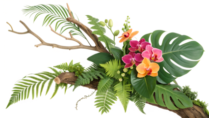 real tropical vibes plant bush floral arrangement. png background