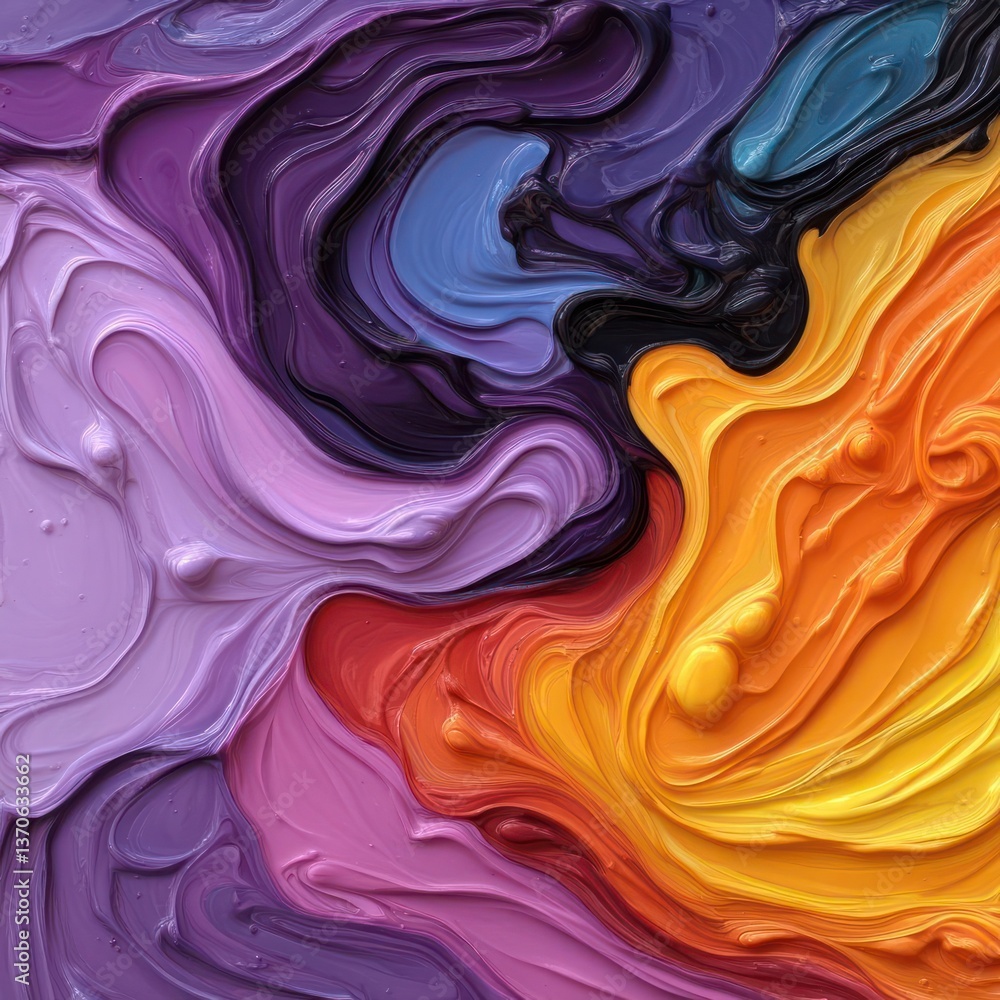 Aufkleber colorful abstract art with swirling textures and vibrant hues of purple orange yellow and blue creat