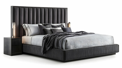Master Bedroom Dark Hardwood Gray King Bed