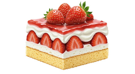 Isolated Strawberry Cake Slice