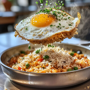 "Egg Biryani | Fragrant Basmati Rice with Masala Roasted Eggs & Spices &ndash; Served with Yogurt. Mughlai biryani, egg pulao, egg masala rice, biryani with yogurt, raita side dish, authentic birya








