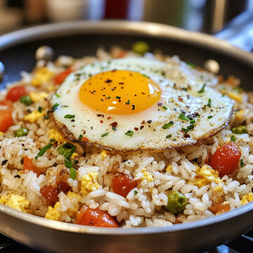 "Egg Biryani | Fragrant Basmati Rice with Masala Roasted Eggs & Spices &ndash; Served with Yogurt. Mughlai biryani, egg pulao, egg masala rice, biryani with yogurt, raita side dish, authentic birya








