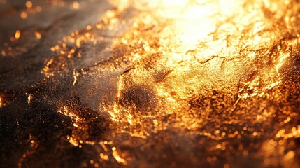 Golden dust explodes in sunlight, creating a dazzling, warm glow. A mesmerizing burst of shimmering particles