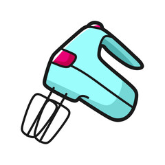 cartoon hand mixer vector blue color, with pink button