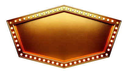 A gold sign with a diamond shape and a lot of lights. The sign is shiny and bright, and it looks like it's from a theater or a concert