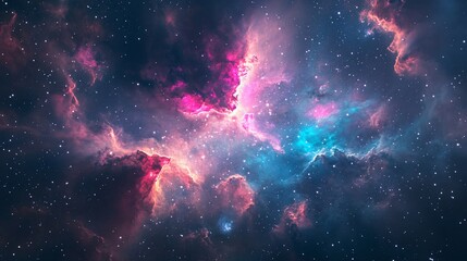 Obraz premium Cosmic Symphony, An Abstract Depiction of a Vibrant Nebula Formation