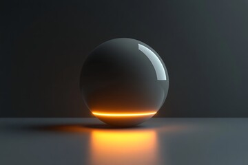 A button designed as a small, glowing orb, floating slightly above the surface, with a soft light emanating from within