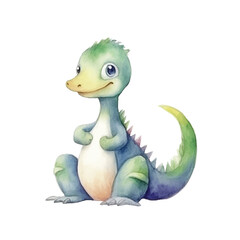 dinosaur  cute watercolors stretching illustration on white background