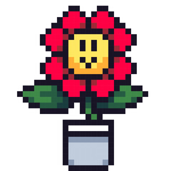 Obraz premium 赤い花のピクセルアート