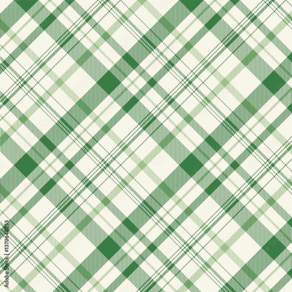 Poster plaid with twill weave repeat pattern.checkered seamless pattern in green and white.gingham tartan g